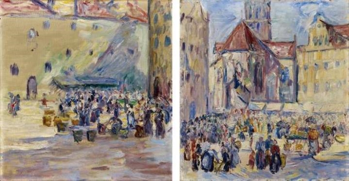 Two Views of the Market Place in Meissen by Lasar Segall