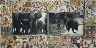 Cow Elephant Herd at Buffalo Springs, Kenya (from The End of the Game) - Peter Beard