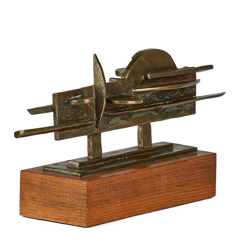 Artwork by Dorothy Dehner, Low Landscape, Made of Bronze on wood base