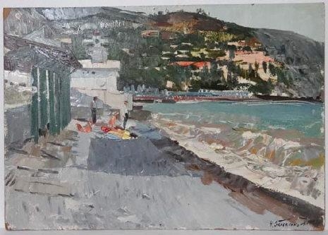 Gurzuf beach by Nikolai Nikolaevich Baskakov, 1958