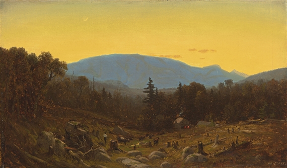 A SKETCH OF HUNTER MOUNTAIN, CATSKILLS (TWILIGHT ON HUNTER MOUNTAIN) by Sanford Robinson Gifford, 1865