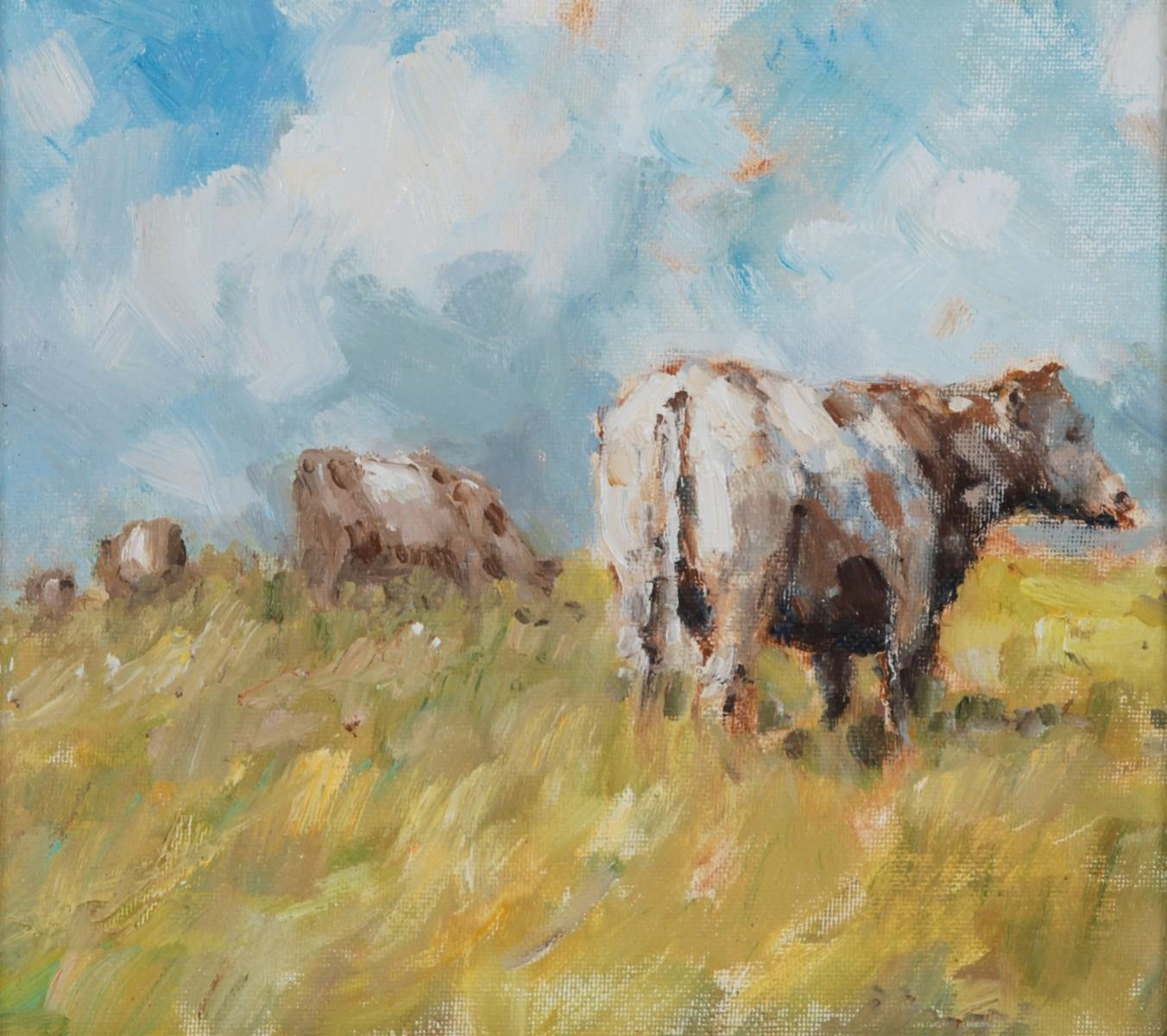 Artwork by Michael Wilson, Cattle On A Sunny Day, Made of Oils on board