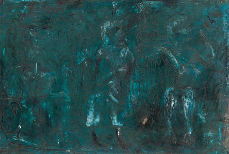 Artwork by Ma Jiancheng, A FAMILY WORSHIPPING THE SUN GOD, Made of Oil on canvas