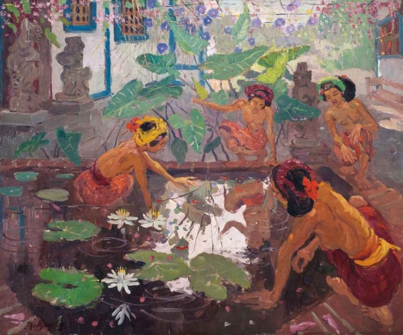 Women by the Lotus Pond by Adrien Jean Le Mayeur de Merprés, late 1930s