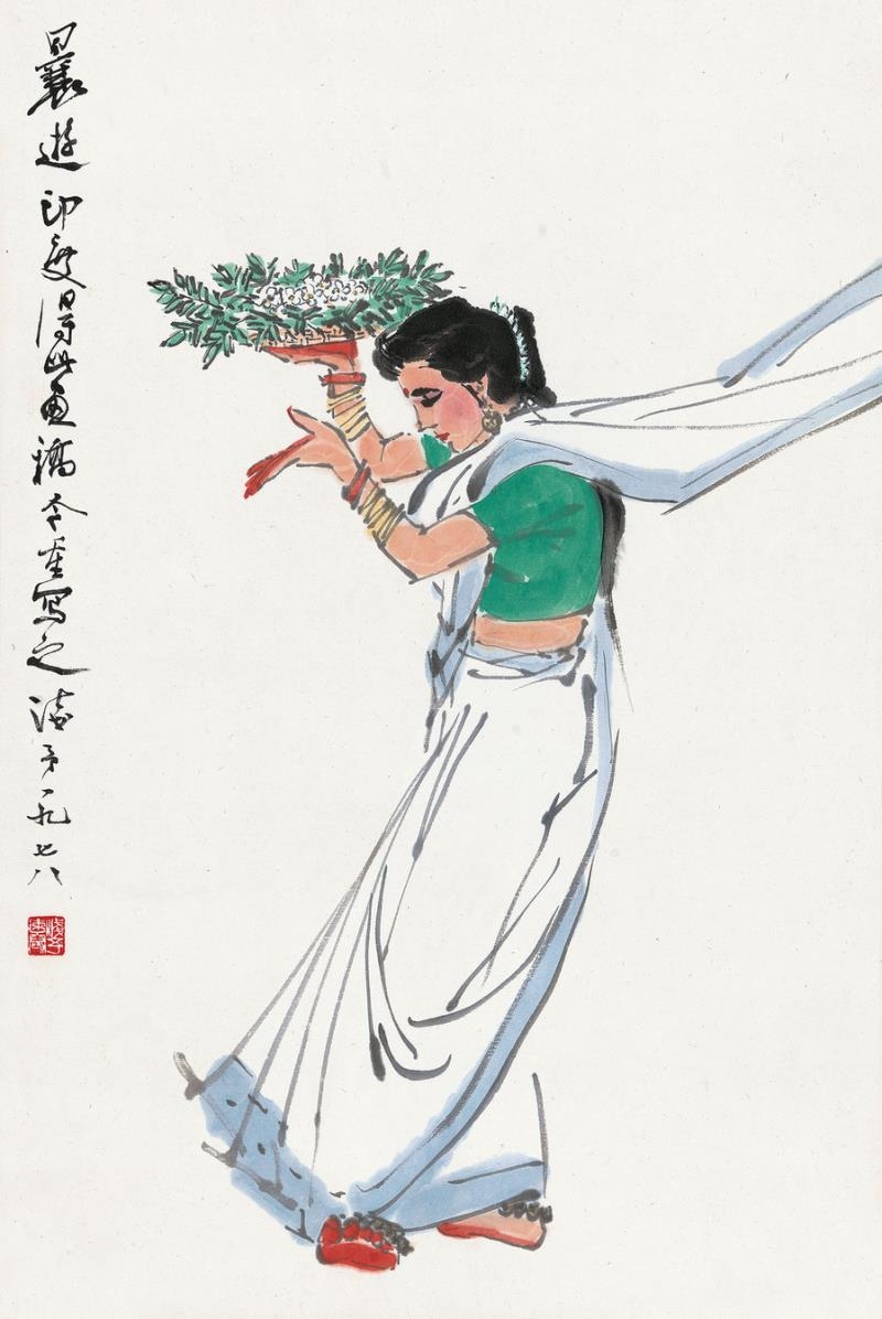 Artwork by Ye Qianyu, INDIAN DANCE, Made of ink and colour on paper