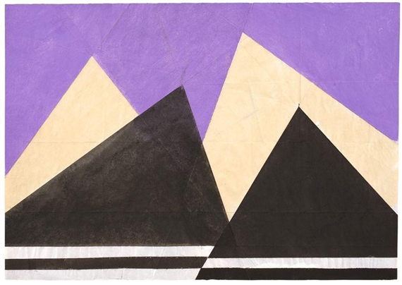 SCHWARZWEISSE AUFGIPFELUNG VOR VIOLETT by Hermann Glöckner, 1976