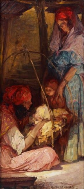 Artwork by Jules-Pierre van Biesbroeck, LE BERCEAU, Made of oil on panel