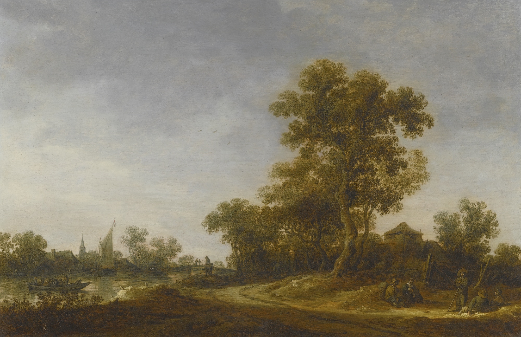 Jan Van Goyen | RIVER LANDSCAPE WITH A MEDIEVAL FORTIFICATION (1638 ...