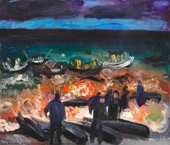 Whale Killing Scene, the Faroe Islands - Sámal Elias Frederik Joensen-Mikines