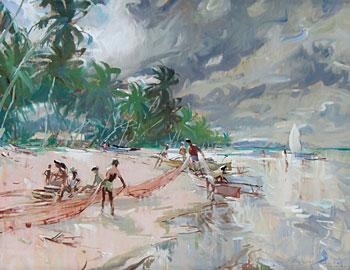 Artwork by Guy Huze, Tahiti, Made of Gouache