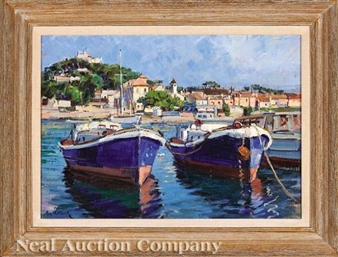 Two Boats in a Mediterranean Harbor - A. de Nottbeck