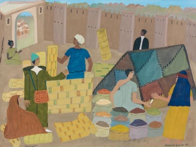 Artwork by Mohamed Ben Allal, LE SOUK DES NATTES, Made of Gouache on paper