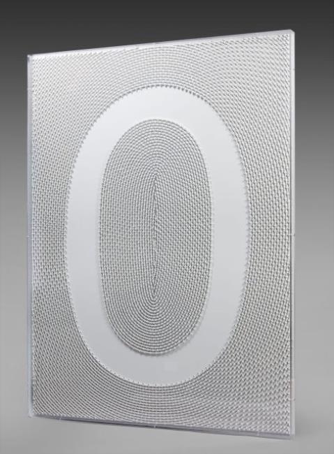 Artwork by Mounir Fatmi, L'ANNÉE ZÉRO, Made of antenna cable on plywood