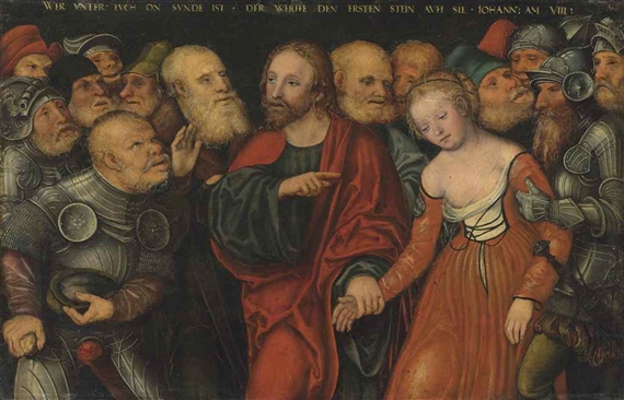 Christ and the Woman Taken in Adultery by Lucas Cranach the Younger