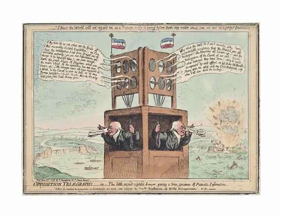 Opposition Telegraphs (The little second-sighted lawyer giving a true specimen of patriotic information)