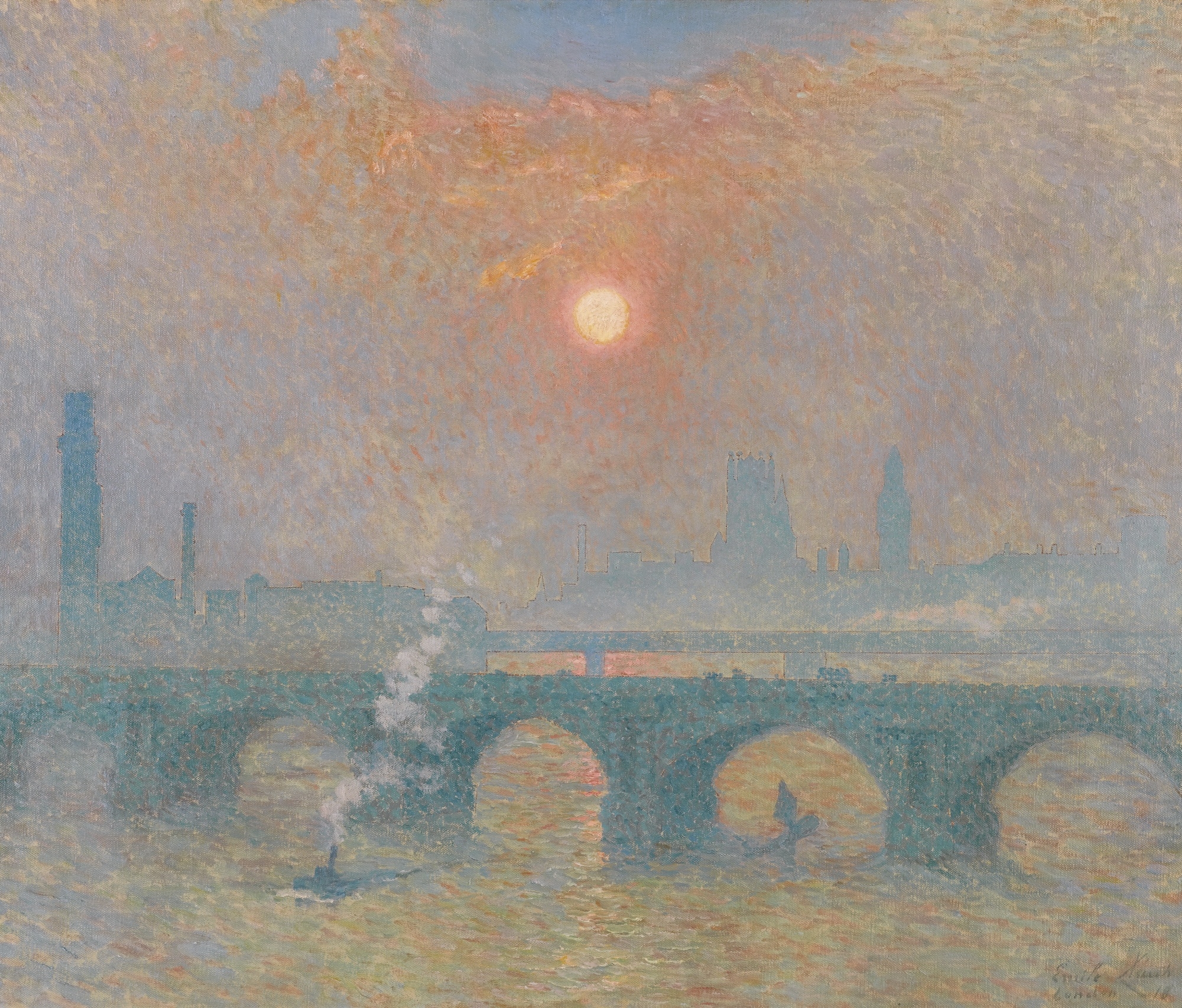 Artwork by Emile Claus, WATERLOO BRIDGE, LONDON, Made of oil on canvas
