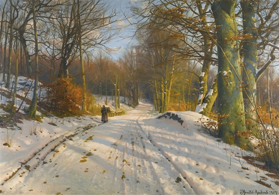 WINTER LANDSCAPE by Peder Mork Monsted, 1917