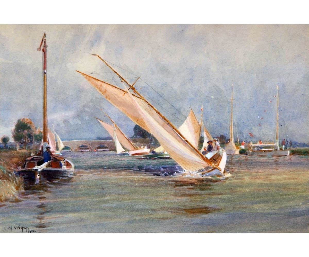 Artwork by Charles Mayes Wigg, Regatta, Acle, Norfolk, Made of watercolour