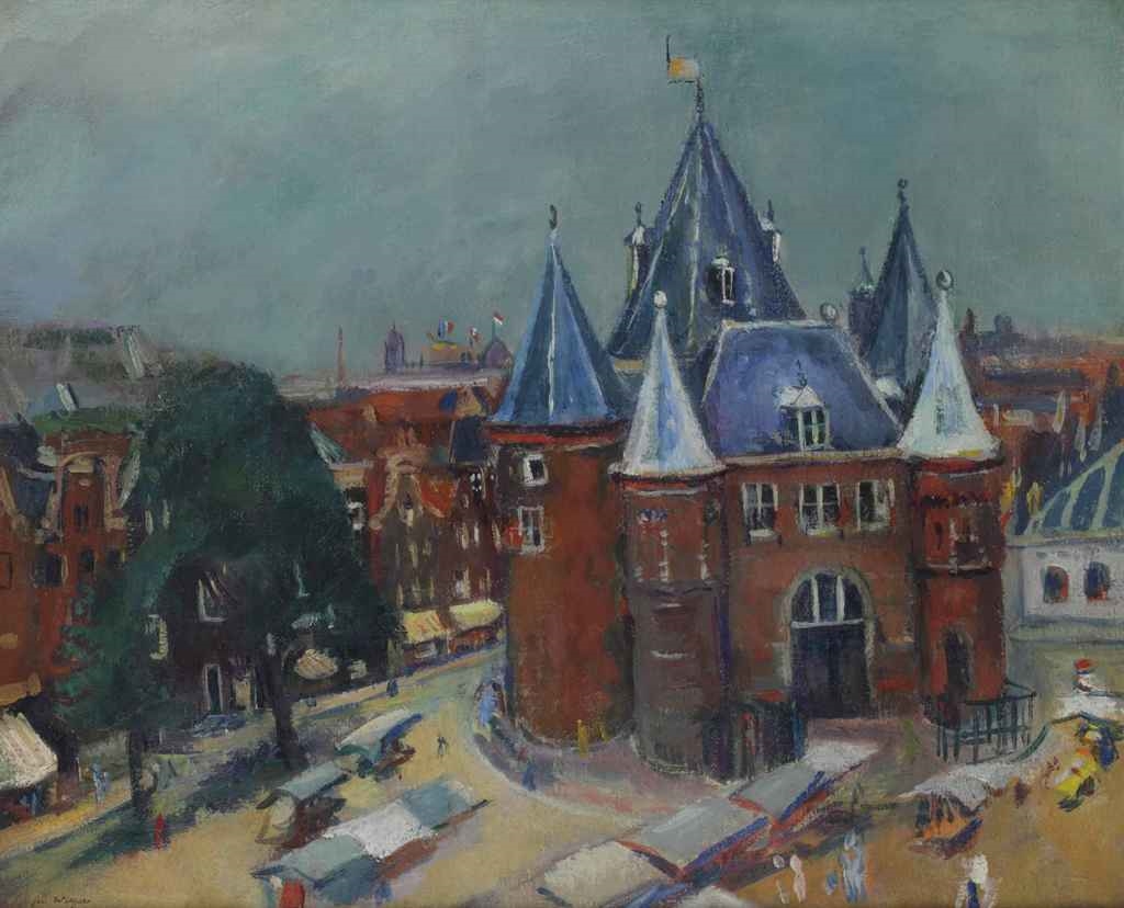 Nieuwmarkt met Waag, Amsterdam by Jan Wiegers, 1935