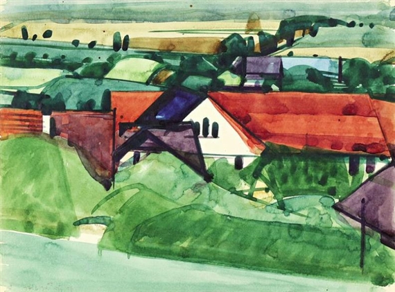 WÜNSCHENDORF, IN GRÜN GEBETTET by Hermann Glöckner, 1934