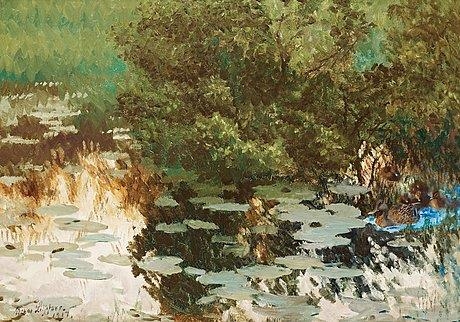 Mallards amongst Water lilies by Bruno Liljefors, 1917