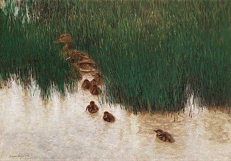 Mallards amongst reeds by Bruno Liljefors, 1917