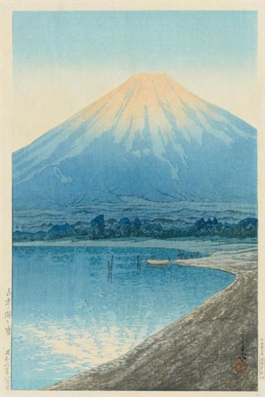 Yamanakako no akatsuki (Dawn at the Yamanaka Lake) by Hasui Kawase, 1931