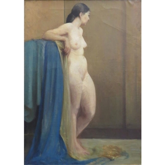 NUDE WITH BLUE DRAPE - Sidney Byers