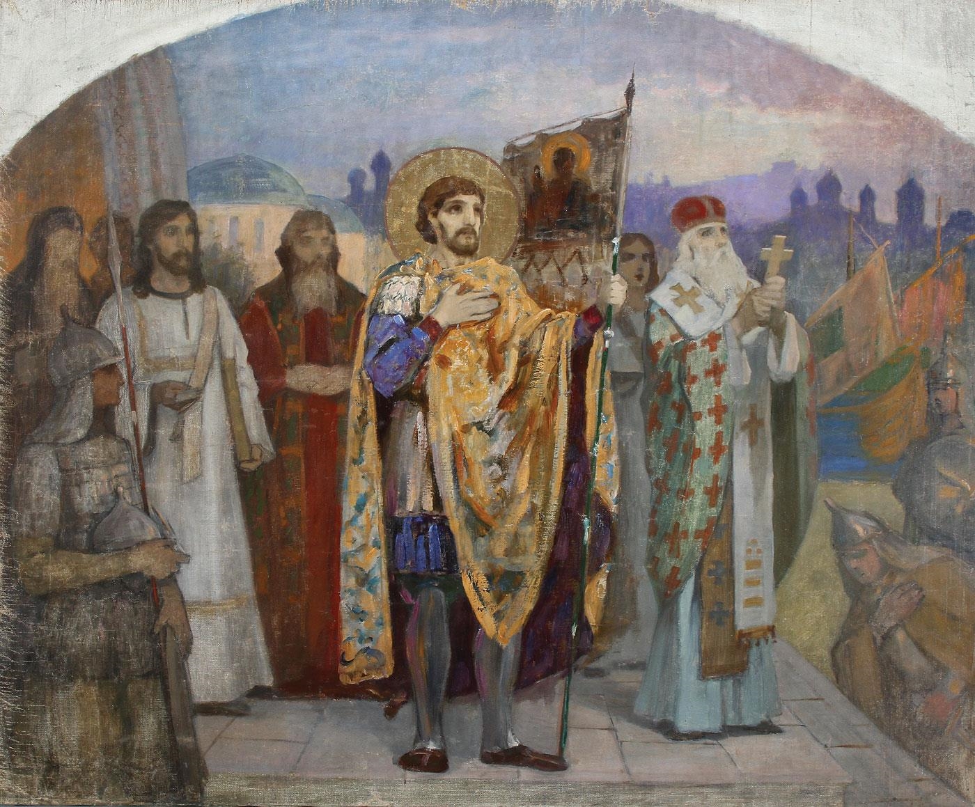 Dimitri Semakov | St. Alexander Nevsky Before a Batlle (Circa 1890 ...