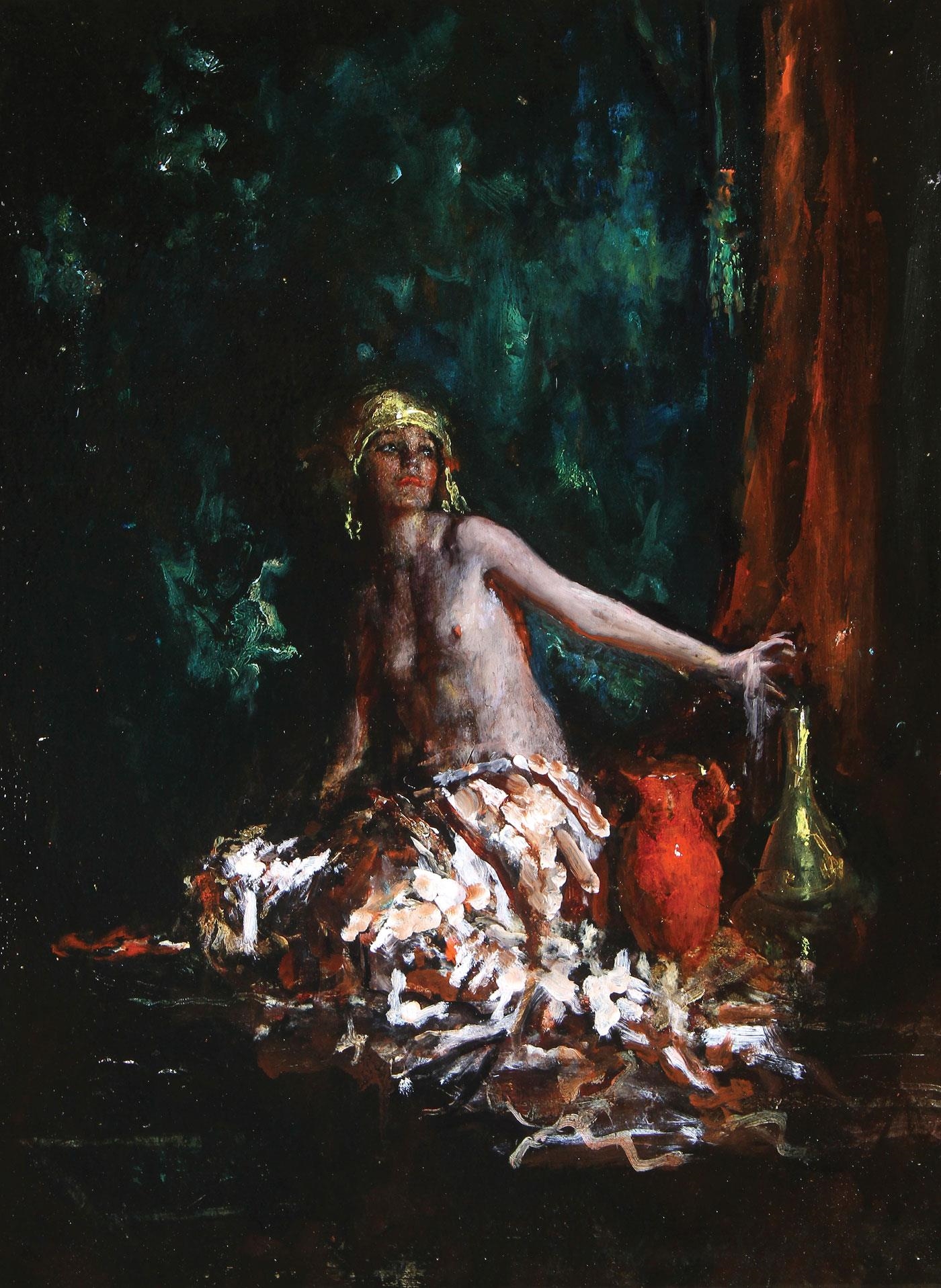 Artwork by Indiana Gyberson, 2 works: Kashmiri; An Unforgotten Melody, Made of Oil on board