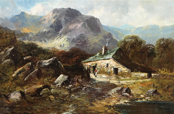 Old Cottages Near Barmouth, North Wales by George Aikman