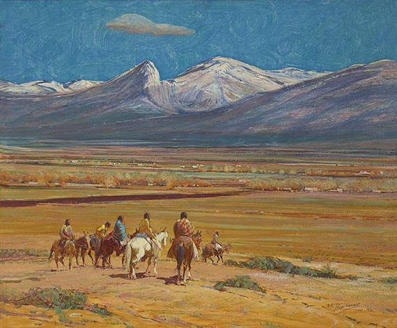 First Snow on Taos Mountain by Oscar E. Berninghaus