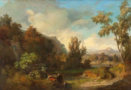 Gathering Flowers by Dominique Antoine Jean Baptiste Magaud