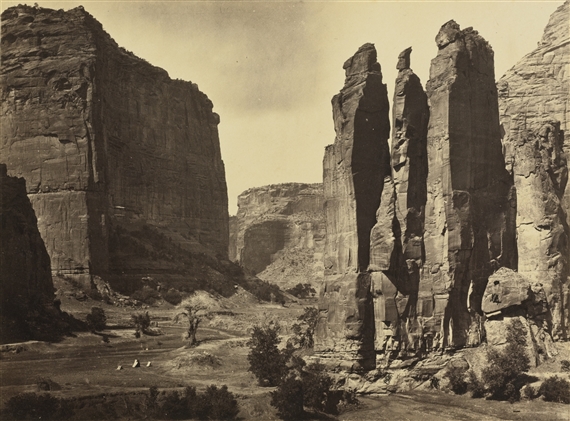CAÑON DE CHELLE, WALLS OF THE GRAND CAÑON ABOUT 1200 FEET IN HEIGHT by Timothy H. O'Sullivan, 1873