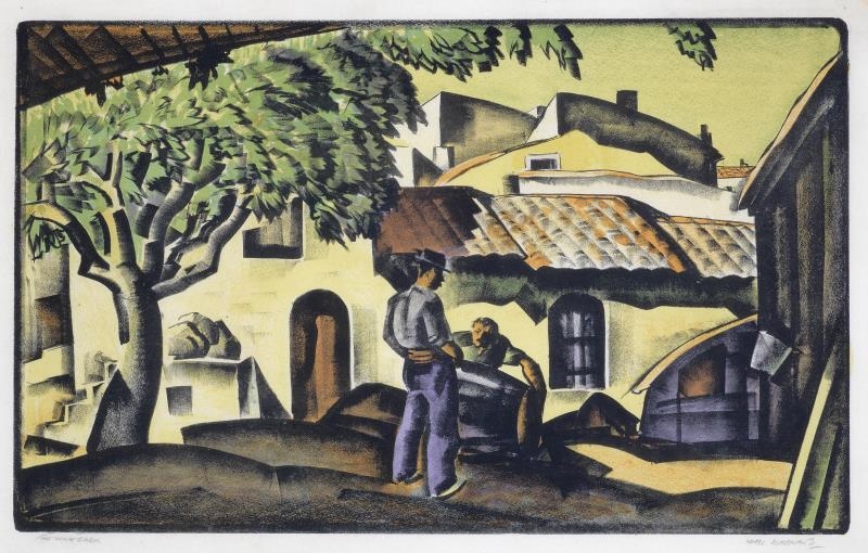 Artwork by Iain MacNab, The Wine Cask, Made of Lithograph printed in colours