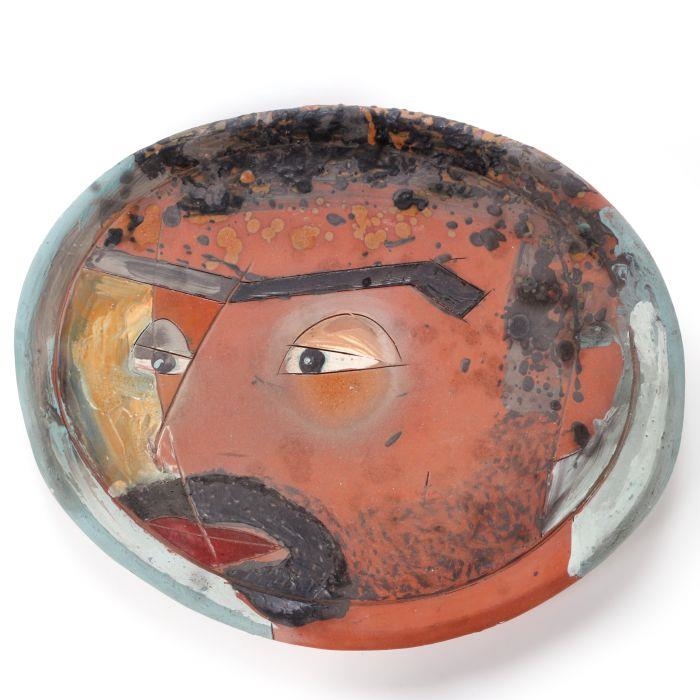 Artwork by Birdie Thaler, A Plate Depicting a Bearded Man, Made of Glazed ceramic