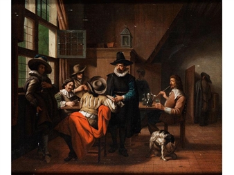 Tischgesellschaft in einem niederländischen innenraum - Joseph-Louis Duc