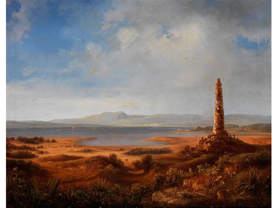 Blick auf die ruine des apollontempels auf ägina by Carl Rottmann