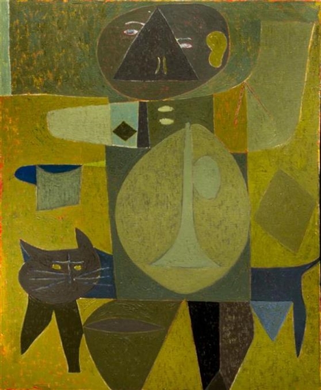 Figure on Cat by Miyoko Ito, 1951