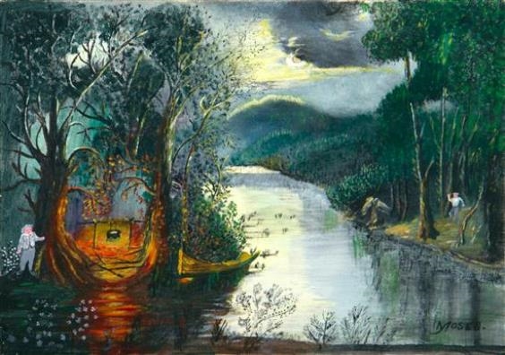 In the Camp by Grandma Moses, 1950