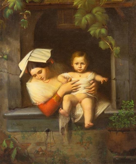 Mother and Child at a Window by Joseph Magnus Stäck