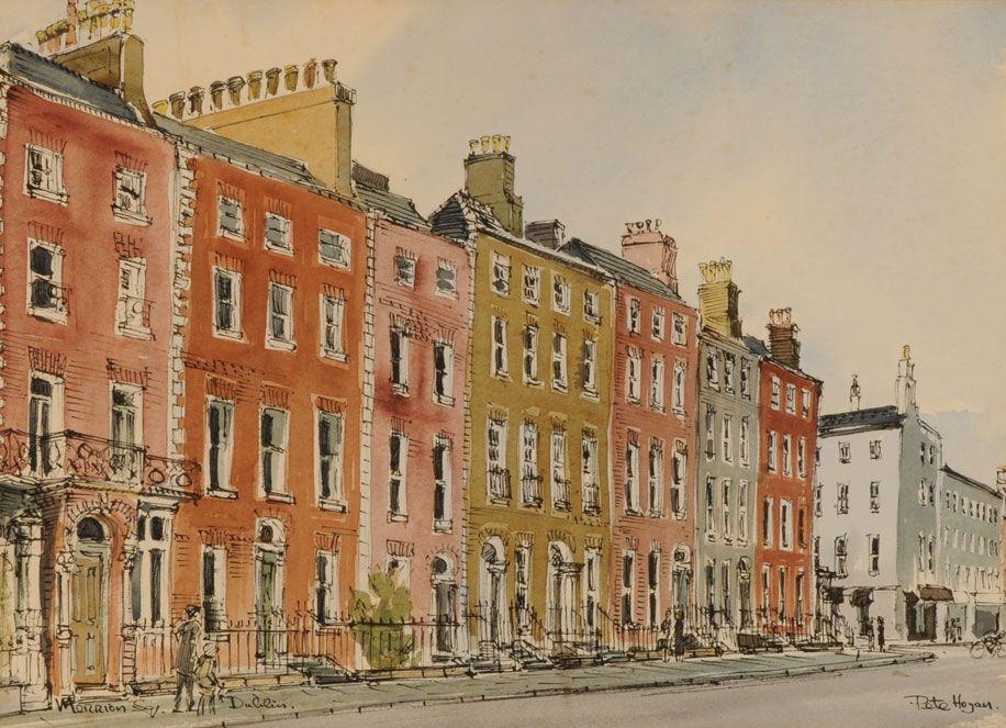 Artwork by Pete Hogan, Merrion Square, Dublin, Made of Watercolour