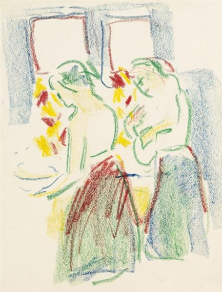 Zwei Mädchen bei der Toilette by Ernst Ludwig Kirchner, 1909