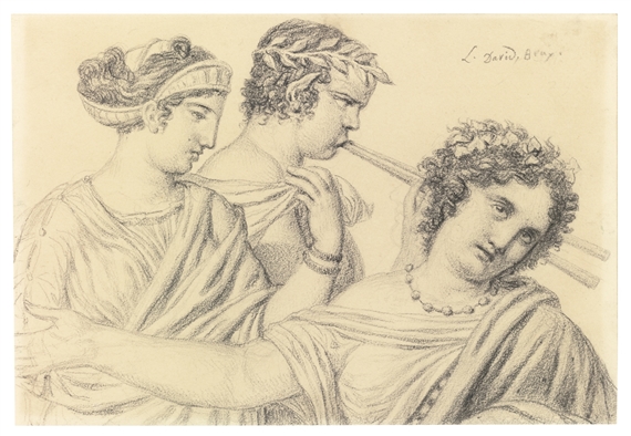 TWO DANCERS AND A FLUTIST, BUST LENGTH by Jacques-Louis David