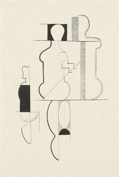 Drei gestaffelte Figuren by Willi Baumeister, 1920