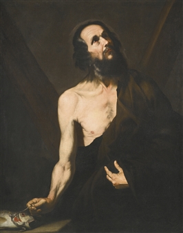 Jusepe de Ribera | A PHILOSOPHER LOOKING INTO A MIRROR | MutualArt
