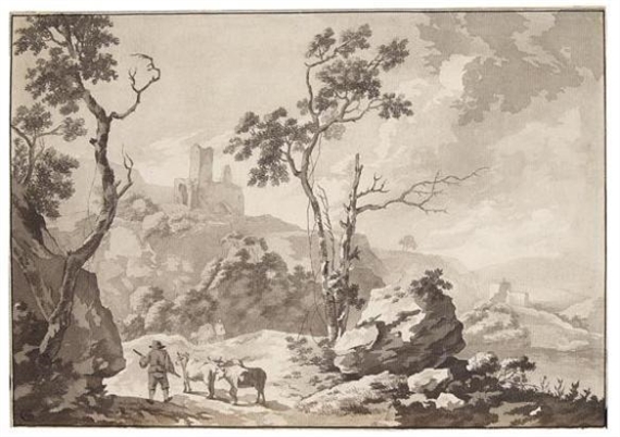 Landschaft mit Bauer und seinem Vieh by German School, 18th Century, 18th century