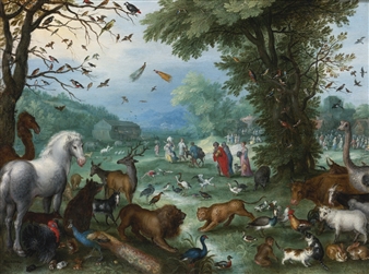 PARADISE LANDSCAPE WITH THE ANIMALS ENTERING NOAH'S ARK - Jan Brueghel the Elder