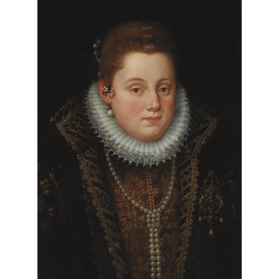 Scipione Pulzone | Portrait of a Lady in a Millstone Ruff and Pearl ...
