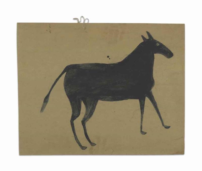 Artwork by Bill Traylor, Black Mule, Made of Opaque watercolor and graphite on found card